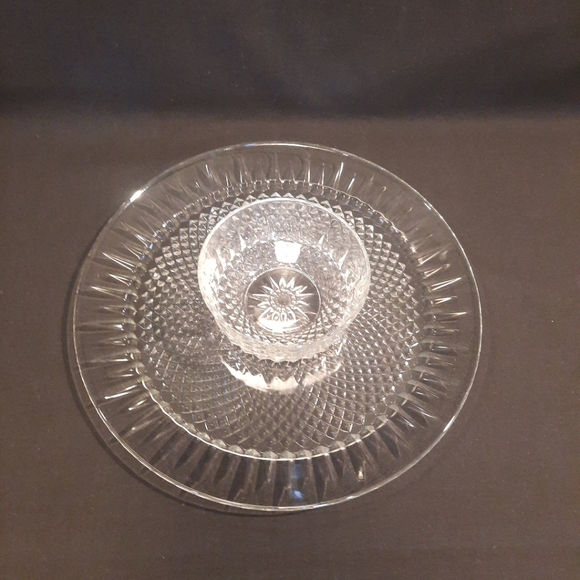 Durand International Luminarc Diamant 2-Piece Glass Snack Set Platter Bowl - Picture 3 of 11